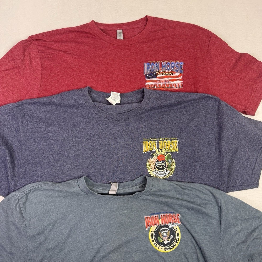 3 Iron Horse‎ Saloon Trump T-Shirt Bundle Mens XL Ormond Beach FL Biker Saloon